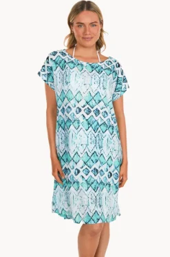 Dresses^Sundrenched Abstract Diamond Michelle Dress Mint