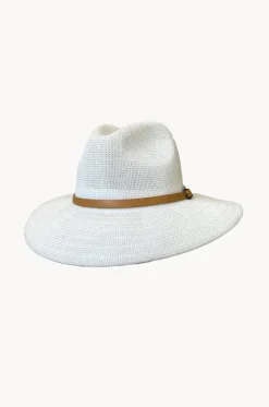 Headwear^Cherry Red Adjustable Knit Leather Band Fedora White