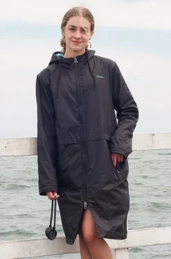 Towel Robes & Ponchos|Towel Robes & Ponchos^Rappco Adult Waterproof Towelling Zip Parka XS-3XL Black/Aqua