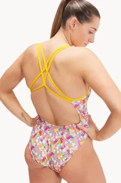 One Pieces^Speedo Allover Digital Starback One Piece Purple/orange