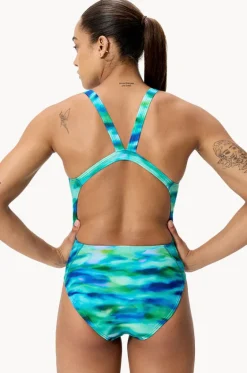 One Pieces^Speedo Allover Printed Leaderback One Piece Green/Blue