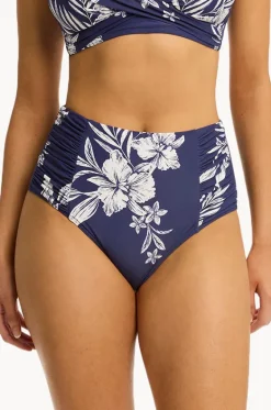 Bottoms^Sea Level Aloha Gathered High Waist Pant French navy