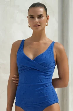 Tankini Tops^Nip Tuck Amelius Louise Cross Front Singlet Blue