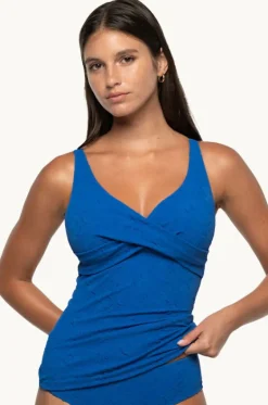 Tankini Tops^Nip Tuck Amelius Louise Cross Front Singlet Blue