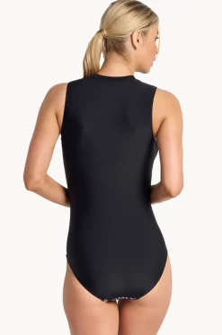 One Pieces^Jantzen Animal Active Zip One Piece Black/white