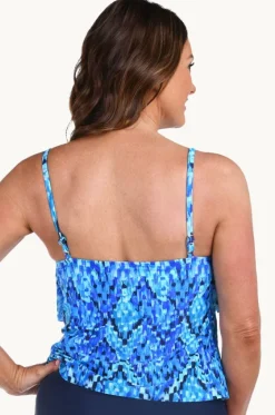 Tankini Tops^Maxine Artisan Ikat Tiered Tankini Separate Blue