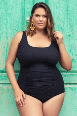 One Pieces^Genevieve Aztec Jacquard F/G Cup Tank One Piece Black