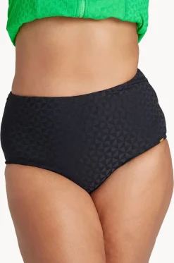 Bottoms^Genevieve Aztec Jacquard Hi Waist Retro Pant BLACK