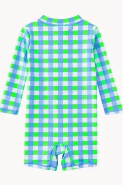 Rashies & Sunsuits^Milky Baby Boys Check Sunsuit Green/blue