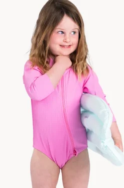 Rashies & Sunsuits|Rashies & Sunsuits^Tini Togs Baby Girls Long Sleeve Zip Sunsuit Marshmallow
