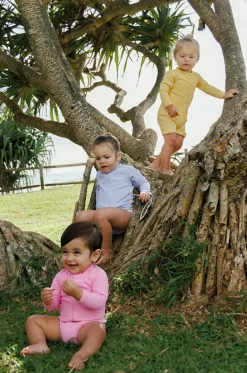 Rashies & Sunsuits|Rashies & Sunsuits^Tini Togs Baby Girls Long Sleeve Zip Sunsuit Marshmallow