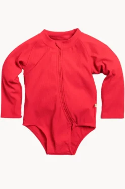 Rashies & Sunsuits|Rashies & Sunsuits^Tini Togs Baby Girls Long Sleeve Zip Sunsuit Chilli red