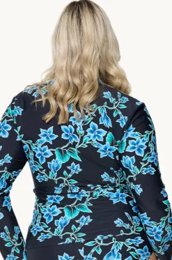 Rashies & Sunsuits^Capriosca Bahamas Blue Long Sleeve Suntop Black/blue