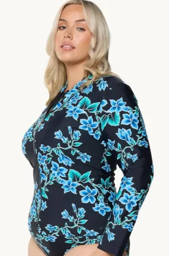 Rashies & Sunsuits^Capriosca Bahamas Blue Long Sleeve Suntop Black/blue