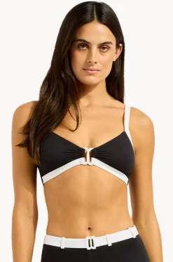 Bikini Tops^Seafolly Bandwave Multi Fit Trim Front Bralette BLACK