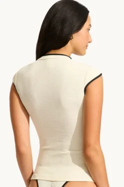 Rashies & Sunsuits^Seafolly Beach Bound Cap Sleeve Suntop Ecru