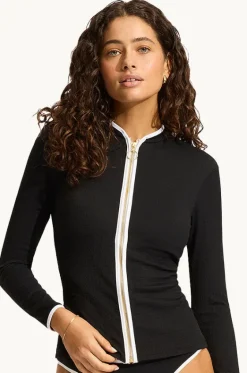Rashies & Sunsuits^Seafolly Beach Bound Long Sleeve Suntop Black