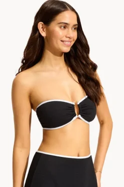 Bikini Tops^Seafolly Beach Bound Ring Front Bandeau Black