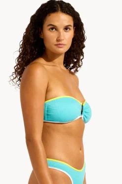 Bikini Tops^Seafolly Beach Bound Ring Front Bandeau Atoll blue