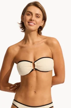 Bikini Tops^Seafolly Beach Bound Ring Front Bandeau Ecru