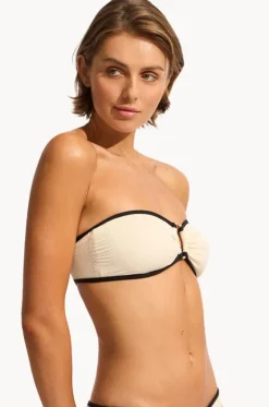 Bikini Tops^Seafolly Beach Bound Ring Front Bandeau Ecru