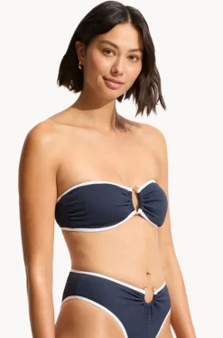 Bikini Tops^Seafolly Beach Bound Ring Front Bandeau Navy