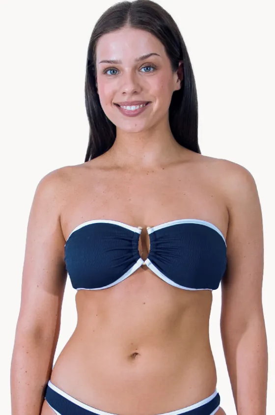 Bikini Tops^Seafolly Beach Bound Ring Front Bandeau Navy