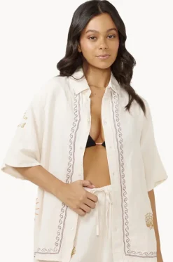 Tops^Rip Curl Beach Party Embroidered Shirt Off White