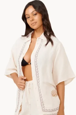 Tops^Rip Curl Beach Party Embroidered Shirt Off White