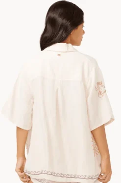 Tops^Rip Curl Beach Party Embroidered Shirt Off White