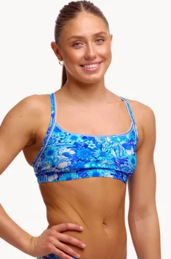 Bikini Tops^Funkita Bloom Shakalaka Sports Top Blue