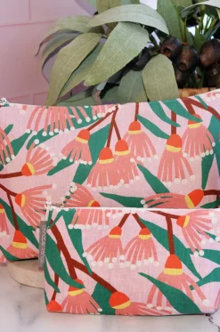 Travel|Bags^Annabel Trends Blossom Branches Large Linen Cosmetic Bag Pink/Green