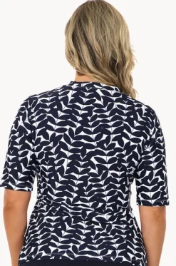 Rashies & Sunsuits^Babes In The Shade Blue Acacia Short Sleeve Suntop Navy/white