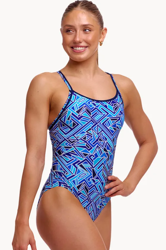 One Pieces^Funkita Bits Diamond Back One Piece Blue