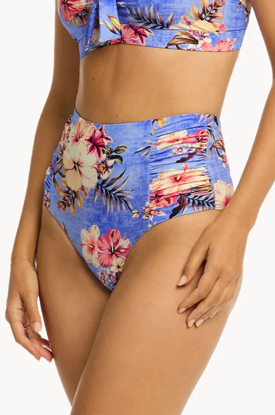 Bottoms^Sea Level Blue Hawaii Gathered High Waist Pant Iris