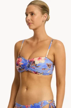 Bikini Tops^Sea Level Blue Hawaii Twist Bandeau Iris