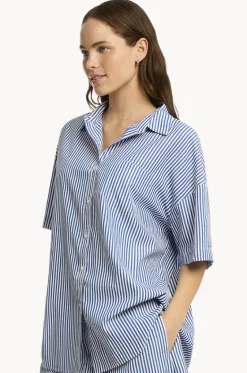 Tops^Sea Level Boathouse Aloha Shirt Blue