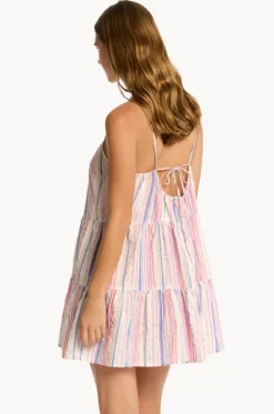 Dresses^Sea Level Boho Stripe Tie Back Short Sundress Blue