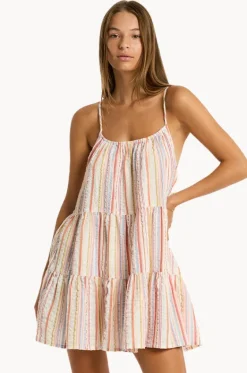 Dresses^Sea Level Boho Stripe Tie Back Short Sundress Pink