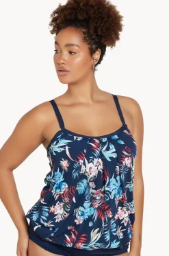 Tankini Tops^Genevieve Botanica Blouson Tankini Separate Navy/multi