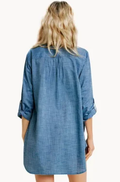 Overswim^Seafolly Boyfriend Beach Shirt Chambray