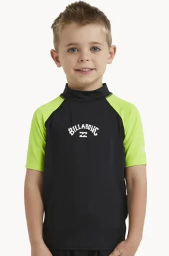 Rashies & Sunsuits^Billabong Boys All Day Arch Short Sleeve Suntop Black/lime