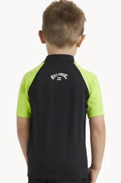 Rashies & Sunsuits^Billabong Boys All Day Arch Short Sleeve Suntop Black/lime
