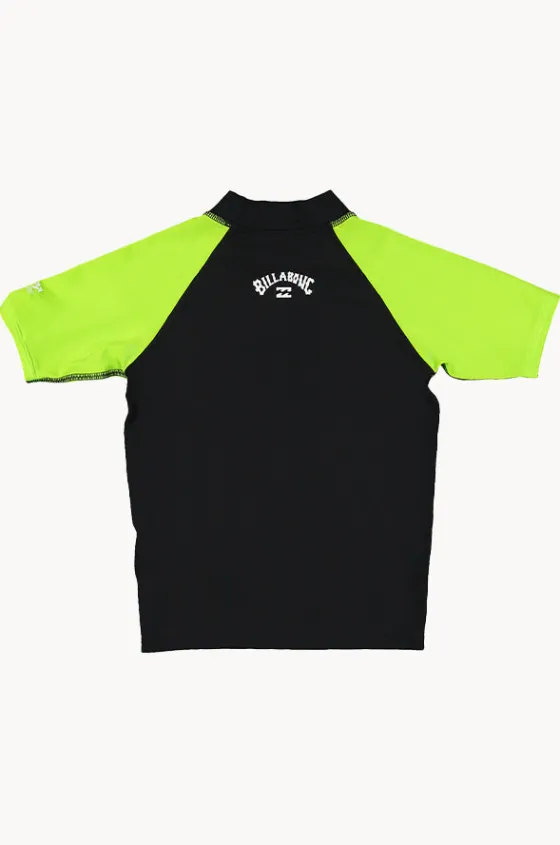 Rashies & Sunsuits^Billabong Boys All Day Arch Short Sleeve Suntop Black/lime