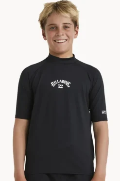Rashies^Billabong Boys All Day Arch Short Sleeve Suntop Black