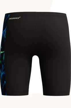 Jammers|Jammers^Speedo Boys Allover Print Panel Jammer Black/green