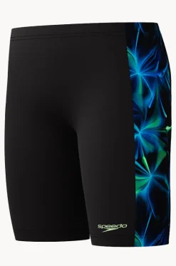 Jammers|Jammers^Speedo Boys Allover Print Panel Jammer Black/green