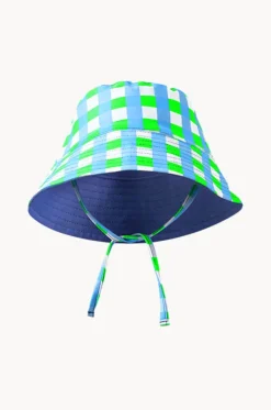 Hats^Milky Boys Check Swim Hat Green/blue