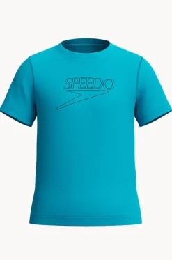 Rashies^Speedo Boys Classic Logo Short Sleeve Suntop Blue