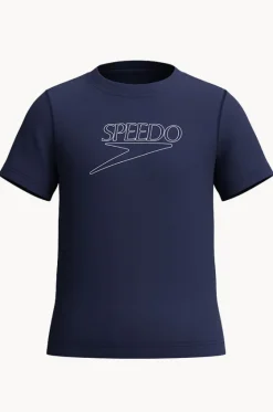Rashies^Speedo Boys Classic Logo Short Sleeve Suntop Peacoat